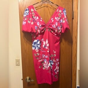 Guess Pink Puff Sleeve V-Neck Sundress